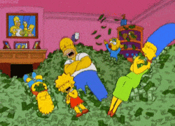 Como Godínez disfrutando de la quincena Gif de los Simpsons